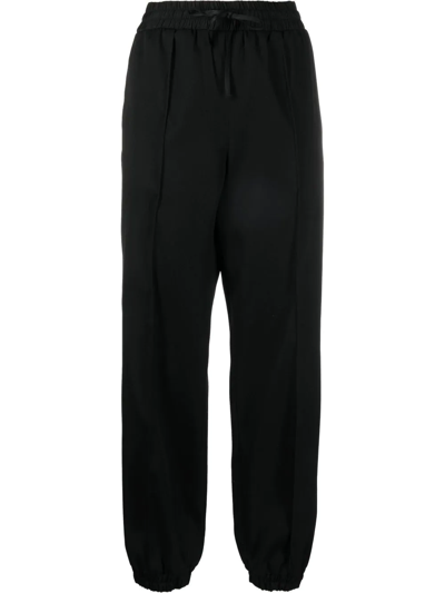 Jil Sander Wool-gabardine Tapered Track Pants In 001