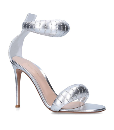 Gianvito Rossi Leather Bijoux Crystal Sandals 105 In Camellia