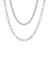HMY JEWELRY STAINLESS STEEL WHEAT & CURB CHAIN NECKLACE
