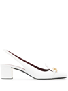 Valentino Garavani White Vlogo Chain 50 Leather Slingback Pumps