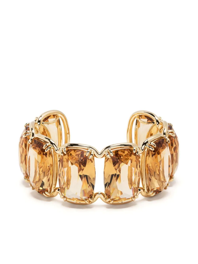 Swarovski Gold-tone Yellow Oversized Floating Crystal Cuff Bracelet