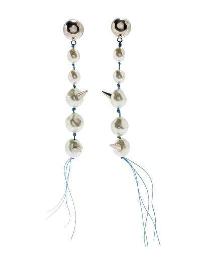 Marni Studded Drop Earrings In White
