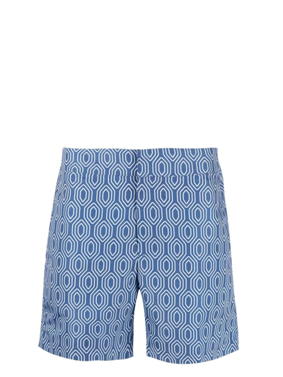 Frescobol Carioca Blue Surfista Print Cotton Swim Shorts