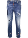 DSQUARED2 FLORAL-EMBROIDERED SKINNY JEANS