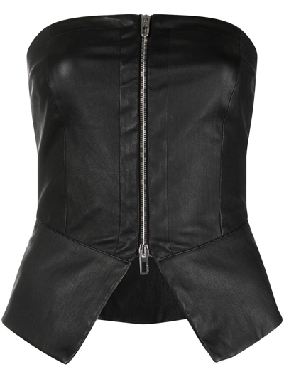 Drome Zip-up Leather Bandeau Top In Black