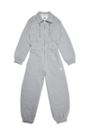 Mm6 Maison Margiela Long-sleeve Gray Cotton Fleece Jumpsuit In Grey Melange