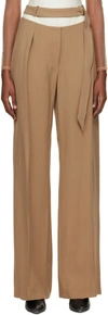 MUGLER TAN FLUID TROUSERS