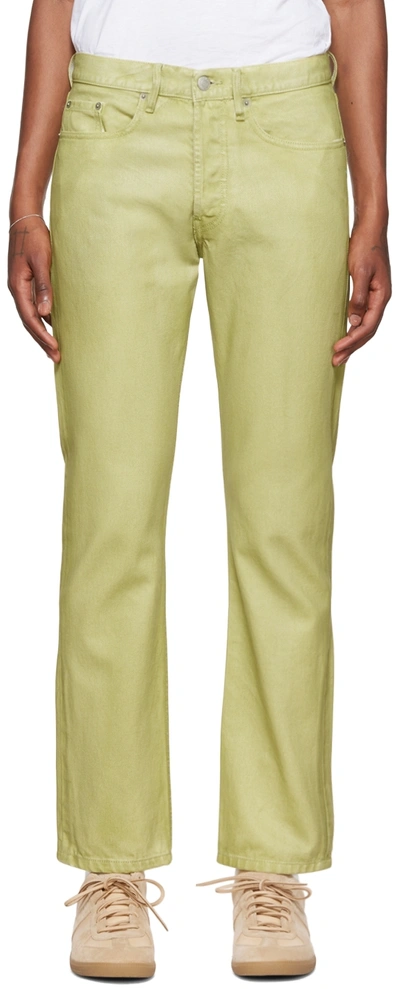 Dries Van Noten Green Slim Jeans In 206 Pale Yellow