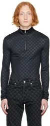 Misbhv Monogram Half-zip Longsleeve Black Lycra Monogram Longsleeve T-shirt - Monogram Half-zip Longsleeve In Black