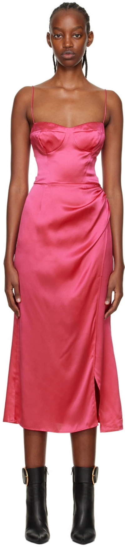 Reformation + Net Sustain Marguerite Gathered Silk-charmeuse Midi Dress In Pink