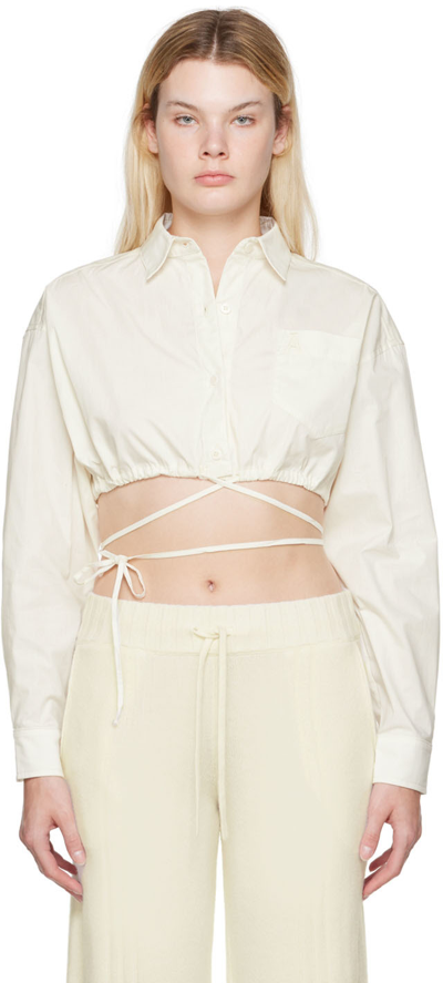 Andreädamo Andrea Adamo Woman Cropped Ivory Colored Cotton Shirt In White