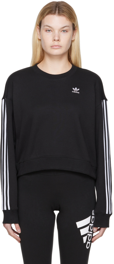 Adidas Originals Plus Adicolor Three Stripe Long Sleeve T-shirt In Black