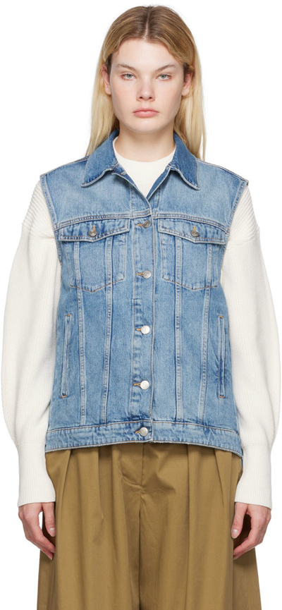 Hugo Boss Blue Faded Denim Vest