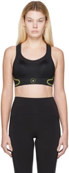 Adidas By Stella Mccartney Asmc Truepace Mesh-paneled Printed Recycled Stretch Sports Bra In Black/shock Yellow