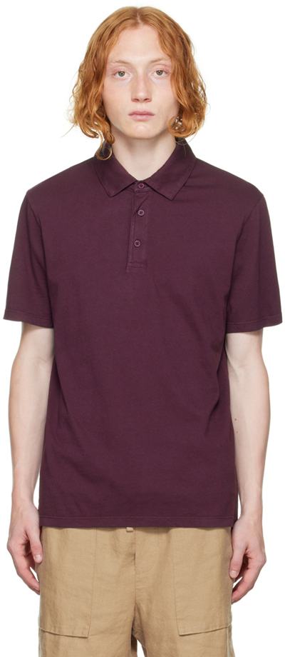 Vince Regular Fit Garment Dyed Cotton Polo Shirt In Deep Wine