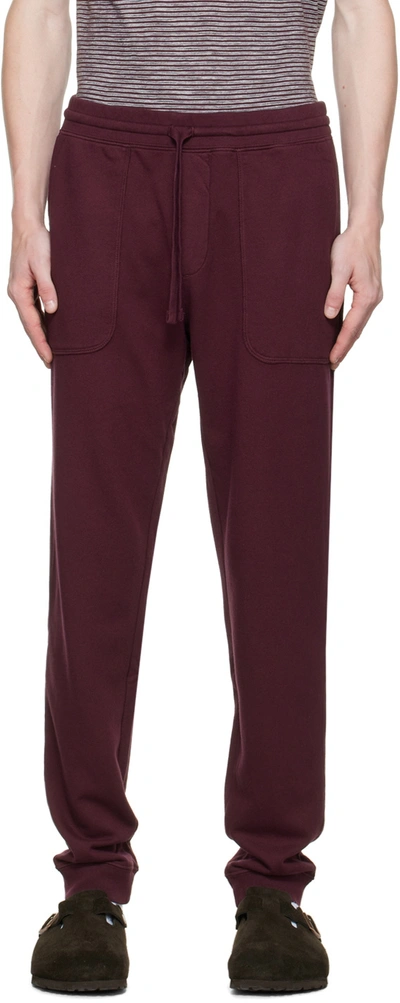 Vince Burgundy Garment-dyed Lounge Pants In Red