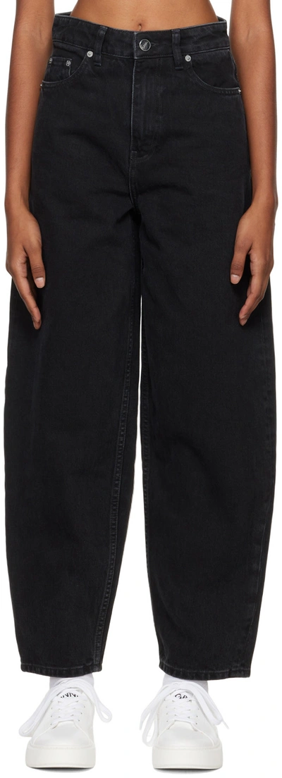 Ganni Black Barrel-leg Jeans