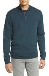 Nordstrom Washable Merino Quarter Zip Sweater In Teal Cyrus Melange