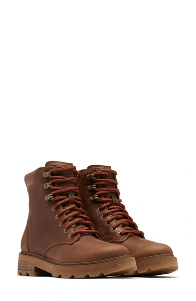 Sorel Lennox Lace-up Boots Women's Shoes In Velvet Tan/gum