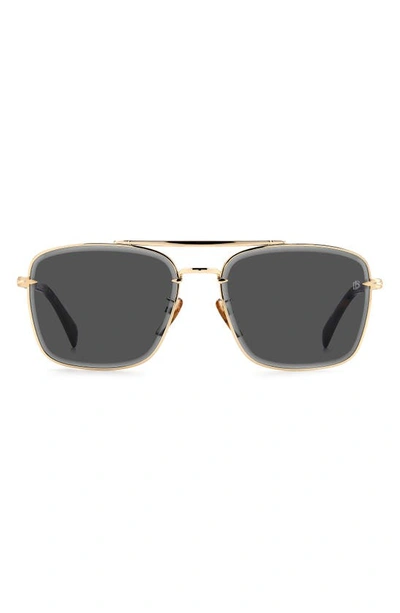 David Beckham Eyewear 60mm Gradient Square Sunglasses In Gold / Grey
