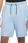 Nike Sportswear Tech Fleece Shorts In Celestine Blue/ White