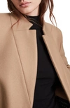 Allsaints Sidney Wool Blend Coat In Camel Brown