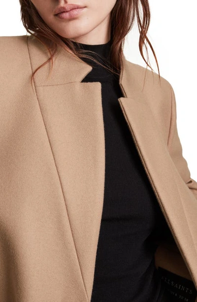 Allsaints Sidney Wool Blend Coat In Camel Brown