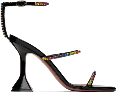 Amina Muaddi Black Gilda Rainbow Crystal-embellished Sandals