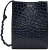 Jil Sander Blue Tangle Mock Croc Cross Body Leather Bag In 404 Dark Blue