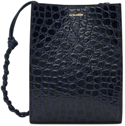Jil Sander Blue Tangle Mock Croc Cross Body Leather Bag