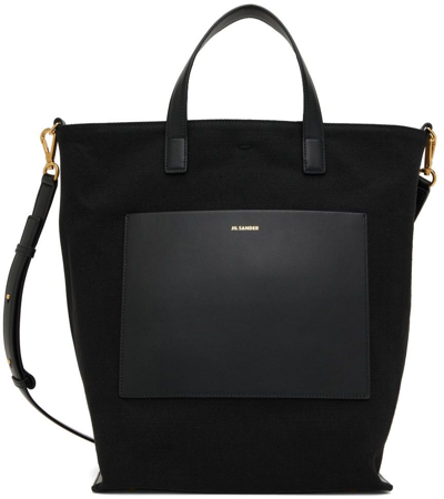 Jil Sander Black Wander Small Linen Tote Bag