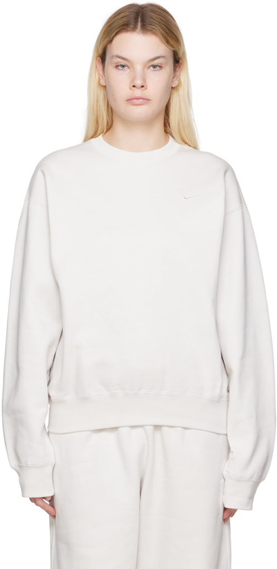 Nike White Solo Swoosh Sweatshirt In Phantom/white