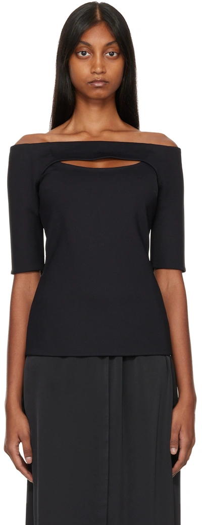 Rosetta Getty Black Off-the-shoulder T-shirt