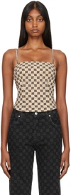 Misbhv Beige Monogram Spaghetti Tank Top In Beige
