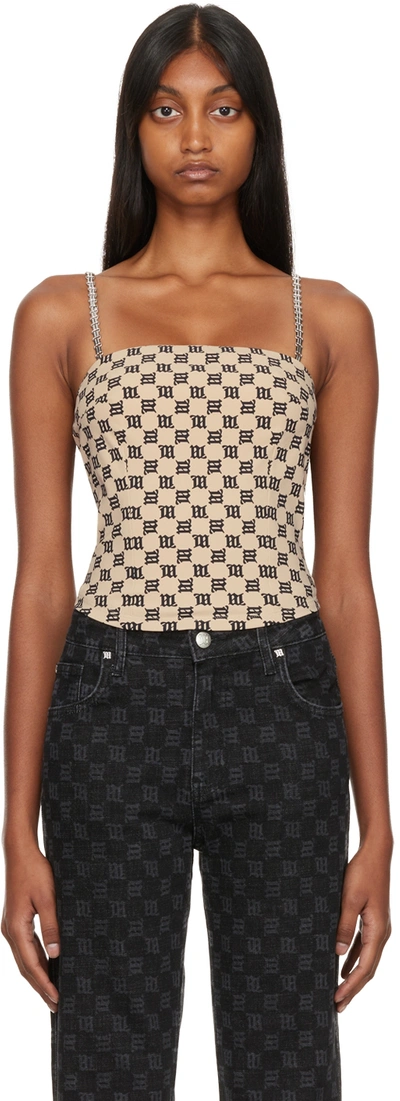 Misbhv Beige Monogram Spaghetti Tank Top