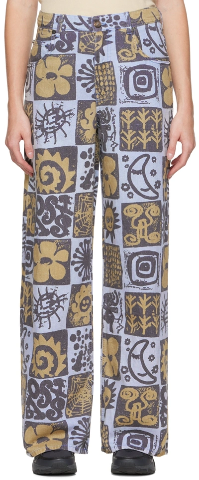 Mcq By Alexander Mcqueen Blue Print Wide-leg Jeans In 4000 Blue