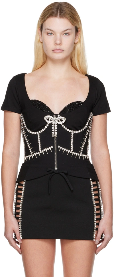 Area Black Crystal Spike Corset