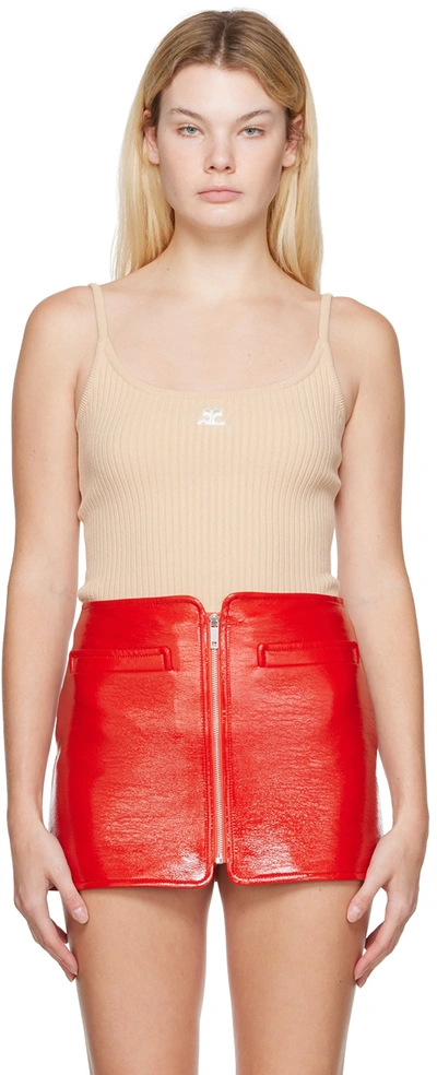Courrèges Reedition Knit Tank Top In Brown