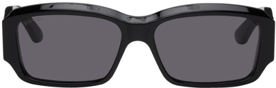 Gucci Black Rectangular Sunglasses In Black-black-grey