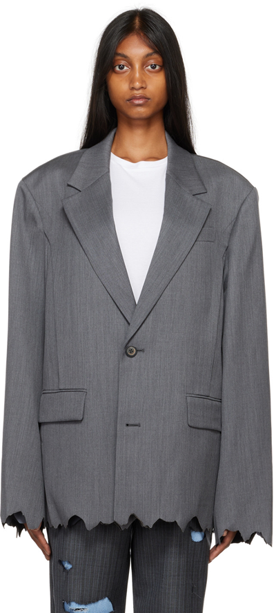 Ader Error Gray Oversized Blazer In Grey