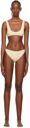 Kye Intimates Ssense Exclusive Off-white Dip Bikini In Butter