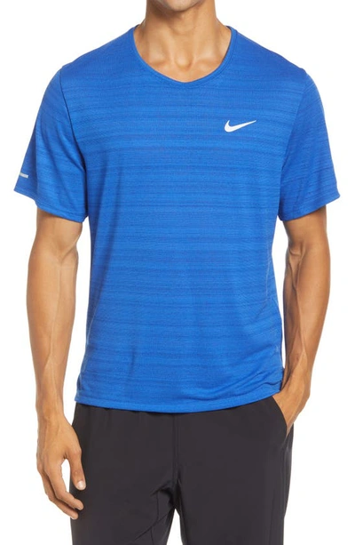 Nike Dri-fit Miler Reflective Running T-shirt In Game Royal/ Reflective Silver