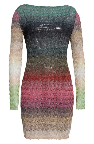 Missoni Chevron Stripe Long Sleeve Knit Sheath Dress In Multi