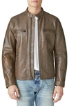 Lucky Brand Bonneville Washed Leather Jacket In Dark Brown