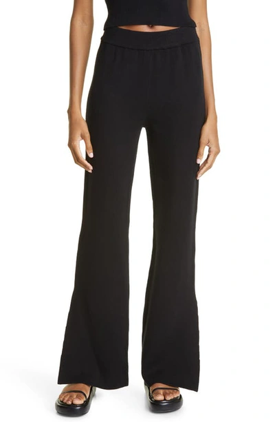 Monrow Supersoft Jumper Knit Flare Trousers In Black