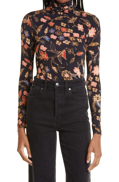 Ulla Johnson Aurelia Odessa-print Roll-neck Jersey Top In Odessa