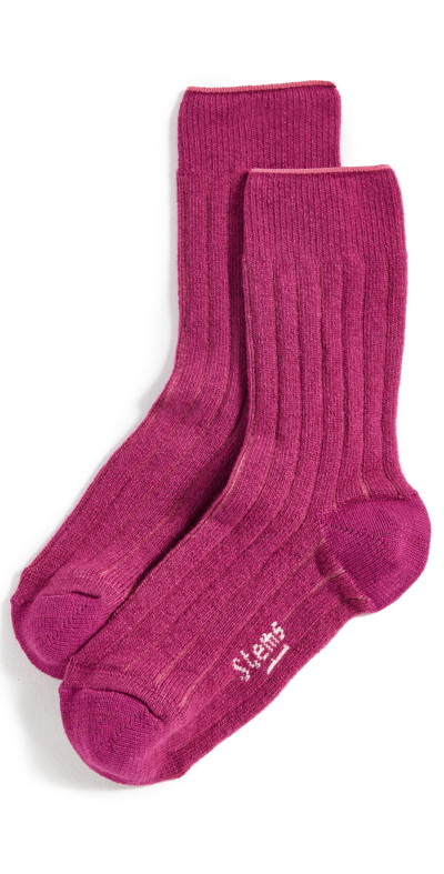 Stems Luxe Merino Wool & Cashmere Blend Crew Socks In Violet