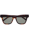 SAINT LAURENT TORTOISESHELL RECTANGLE-FRAME SUNGLASSES