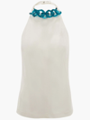 Jw Anderson Chain-embellished Gabardine Halterneck Top In White