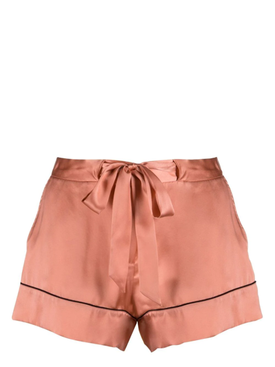 Kiki De Montparnasse Tied-waist Silk Pyjama Shorts In Coral